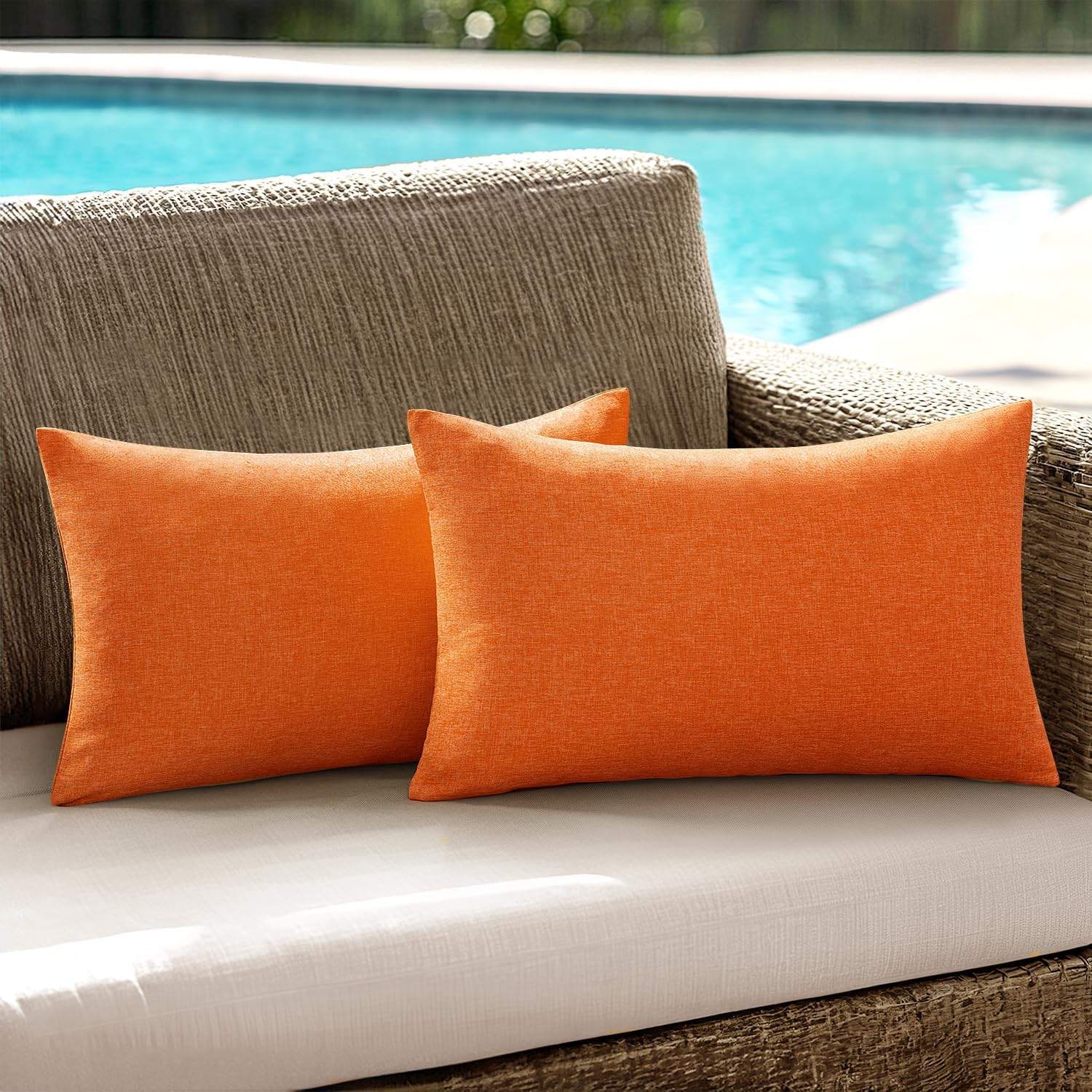 Outdoor Linen Pillow Covers Orange 12x20