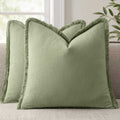 Soft Linen Fringe Farmhouse Boho Vintage Cushion Covers Sage Green 18x18